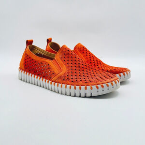Ilse Jacobsen Shoes Womens 38 US 8 Orange Slip On Tulip Flats Comfort Loafers